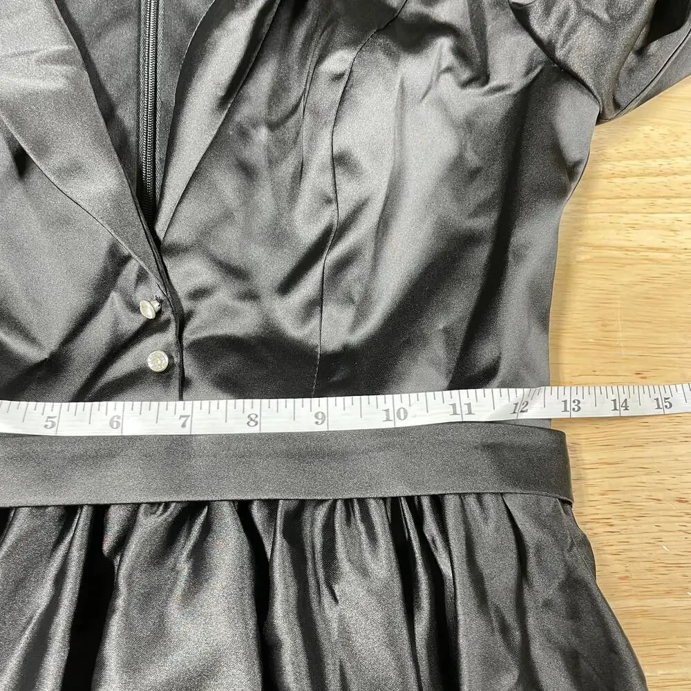 Mac Duggal NWOT Tuxedo Style A-Line Cocktail Blazer Dress Size 0 Black Plunge - Picture 7 of 8